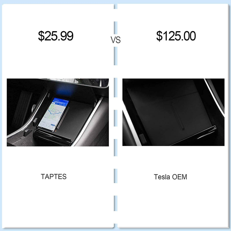[Australia - AusPower] - TAPTES Wireless Charger for Tesla Model 3 2017 2018 2019 2020, Dual Phone Charging Pad for Tesla Model 3 Accessories, Car Center Console Interior, Compatible with iPhone & Samsung Smartphones, Black 