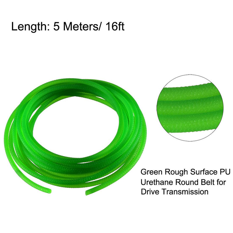 [Australia - AusPower] - uxcell 16ft 4mm PU Transmission Round Belt High-Performance Urethane Belting Green for Conveyor Bonding Machine Dryer 