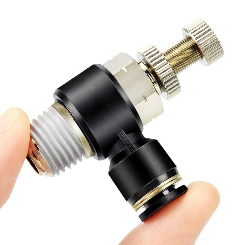 [Australia - AusPower] - TAILONZ PNEUMATIC 3 Pack SL-3/8-N2 Push to Connect Air Line Fitting Air Flow Control Valve 3/8 Inch od 1/4 Inch Npt Elbow 90 Degree Air Speed Control Valve Fitting Push Lock 3/8"OD1/4"NPT 
