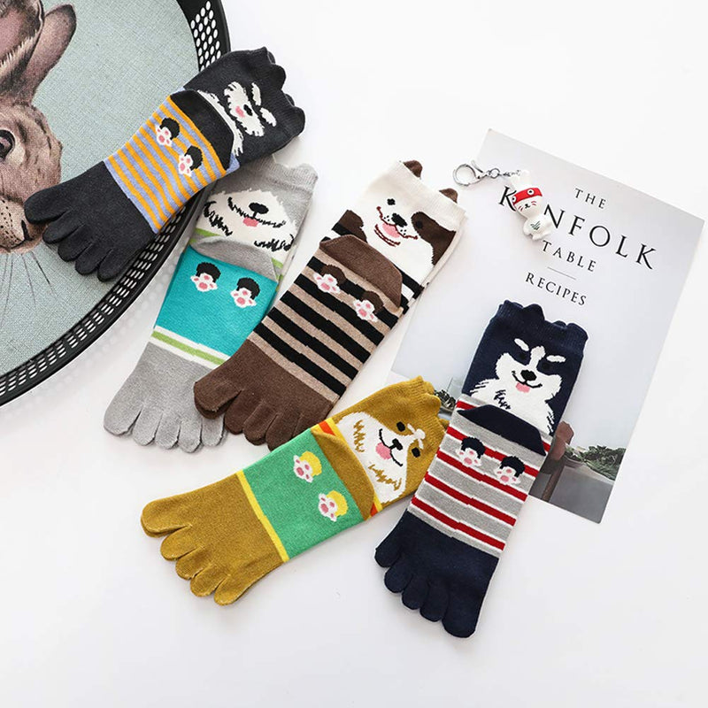 [Australia - AusPower] - ZAKASA Womens Toe Sock Cotton Five Finger Running Ankle Novelty Socks (Animal cat, US shoe 6-9) 805 