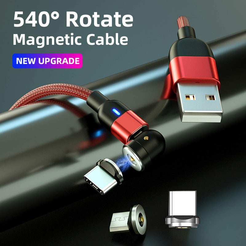 [Australia - AusPower] - 540° Rotation Magnetic Charging Cable（7-Pack, 1.6ft/3.3ft/3.3ft/6.6ft/6.6ft/10ft/10ft）Magnetic USB Cable, 3 in 1 Magnetic Phone Charger Compatible with Micro USB, Type C etc 