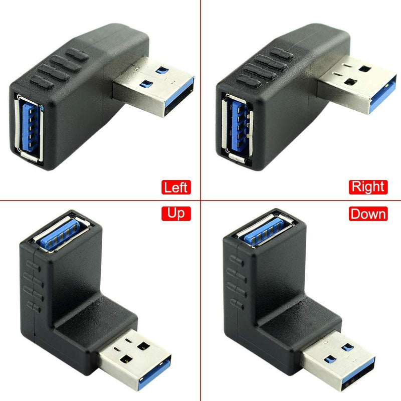 [Australia - AusPower] - AFUNTA 4 Pcs USB 3.0 Adapter Plug Converter & 2 Pcs HDMI Male to Female Adapter, USB Connector Extension Adapter Right/Left/Up/Down Angle Adapter Plug Converter 90 & 270 Degree HDMI Connector 