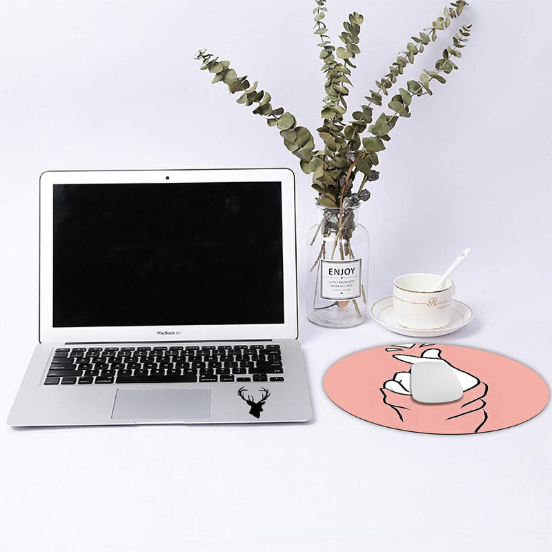 [Australia - AusPower] - Mouse Pad,Non-Slip Rubber Base Round Mousepad,Gaming Mouse Pads,Cute Desk Accessories Office Decor Size 7.9×7.9×0.07 inches - Finger Heart Pink 