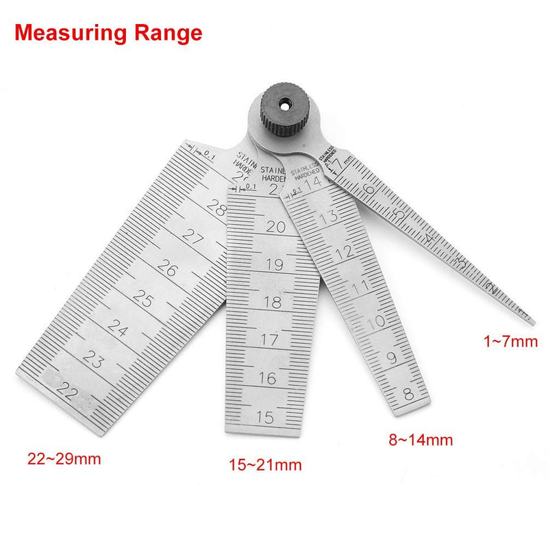 [Australia - AusPower] - Stainless Steel Feeler Gauge, Welding Taper Feeler Gauge Rulers, Taper Gauge Feeler Gap Hole Inspection Tool, 1mm to 29 mm Test Ulnar Inch&Metric Measuring, High Precision 