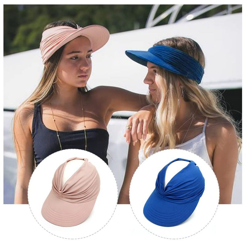 [Australia - AusPower] - Sun Hat Women, Sun Beach Visor Cap UV Protection with Wide Brim for Sports Beach Golf Hiking Beige/Pink 