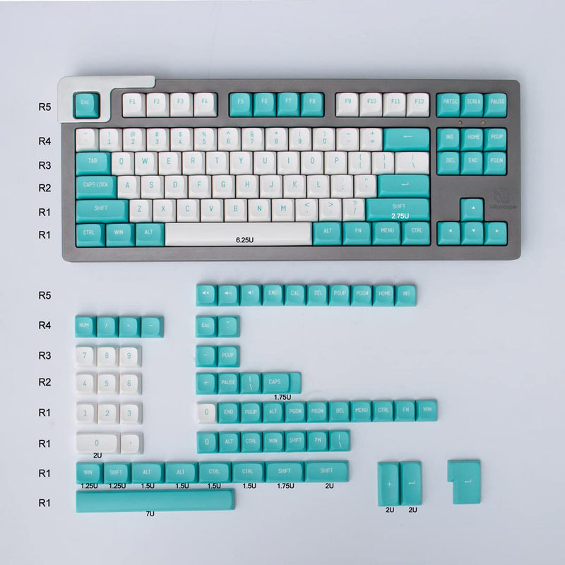 [Australia - AusPower] - Mintcaps White Green Keycaps 150 Keys Doubleshot MSA Profile Custom Keycaps for 61/64/68/84/87 Mechanical Gaming Keyboard Light Green 