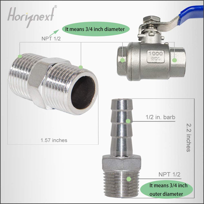 [Australia - AusPower] - Horiznext npt 1/2 homebrew ball valve kit stainless steel weldless bulkhead for Home Brewing Kettle 