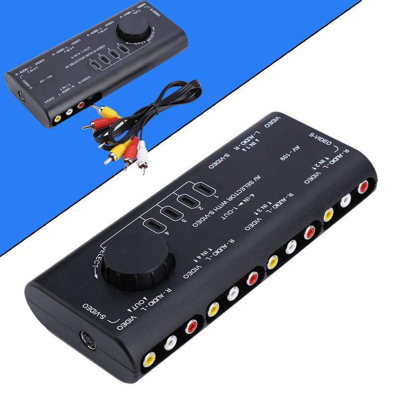 [Australia - AusPower] - 4 in 1 Out Video Switch AV Converter, AV RCA Switch Box Audio Video Signal Switcher for Set-top Box DVD VCD TV, Easy Installation and Operation 