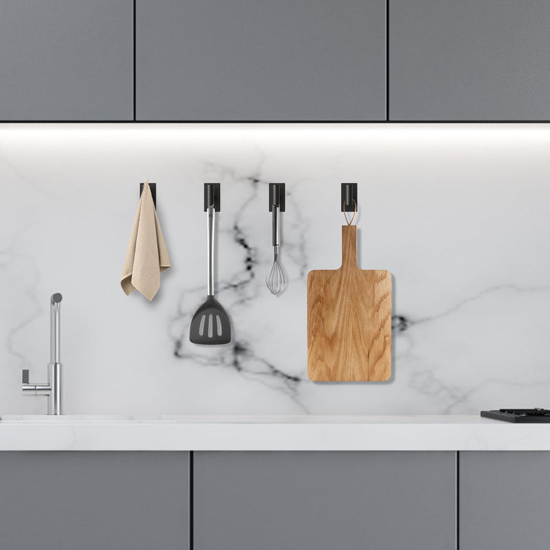 [Australia - AusPower] - POSHGRAND Bathroom Towel Hook for Bathrooms Adhesive, Matte Black Wall Mounted Hooks Heavy Duty for Robe/Coat/Closet/Kitchen (4 Packs) 03 