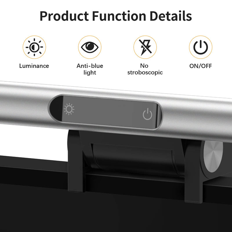 [Australia - AusPower] - Computer Monitor Light Bar, USB Powered Screen Light Bar with Touch Sensor, 3 Switchable Light Modes, No Screen Glare Lamp with Adjustable Brightness, Space Saving Monitor Light for Home/Office No Webcam 