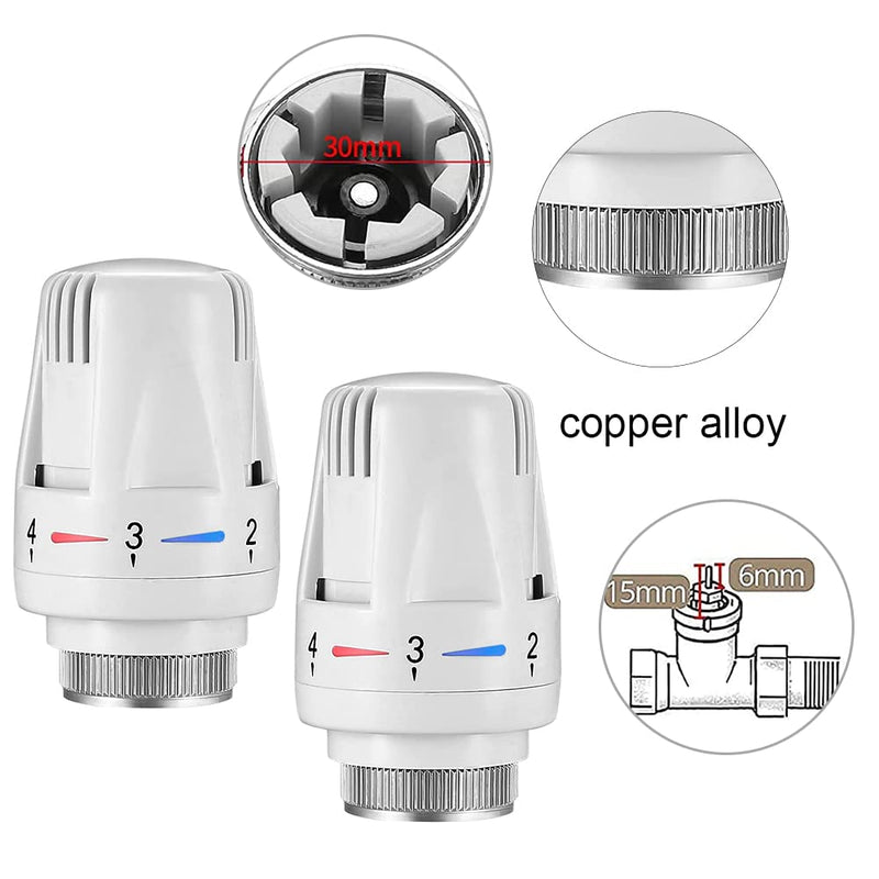 [Australia - AusPower] - 2 Pcs Thermostatic Radiator Heads Automatical Temperature Control Heads Anti Freeze Radiator Valve Heating Systems for Home Office 