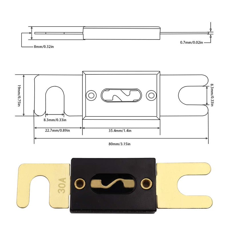 [Australia - AusPower] - smseace 6pcs 30A Gold Plated ANL fuse protect controller used for inverters and car audio and other high current applications ANL-30A 