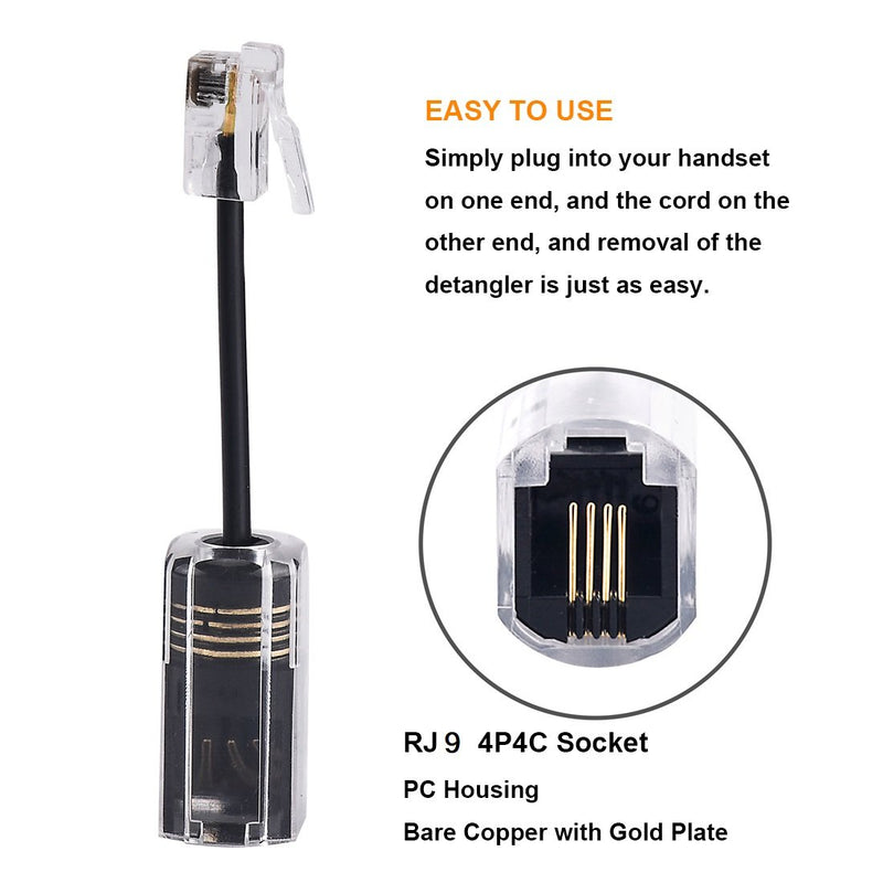 [Australia - AusPower] - Telephone Cord Detangler, 2 Pack 360 Degree Rotating Landline Cable, Anti-Tangle Phone Cable 