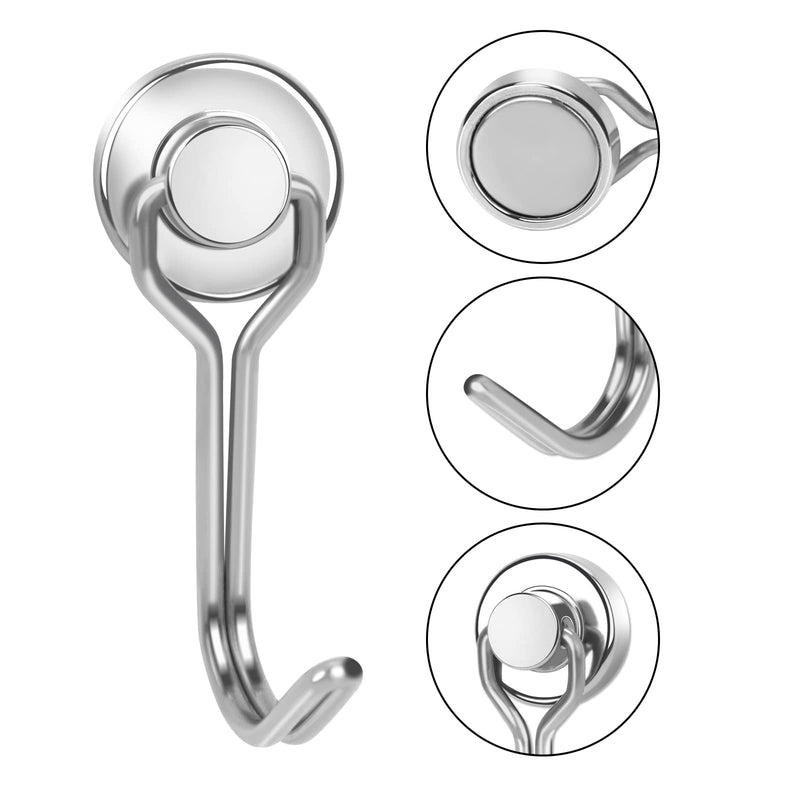[Australia - AusPower] - Swivel Swing Magnetic Hooks, Strong Neodymium Rare Earth Heavy Duty Magnet Hook Perfect for Refrigerator and Other Magnetic Surfaces, Pack of 1 S-G16-1P Sliver 