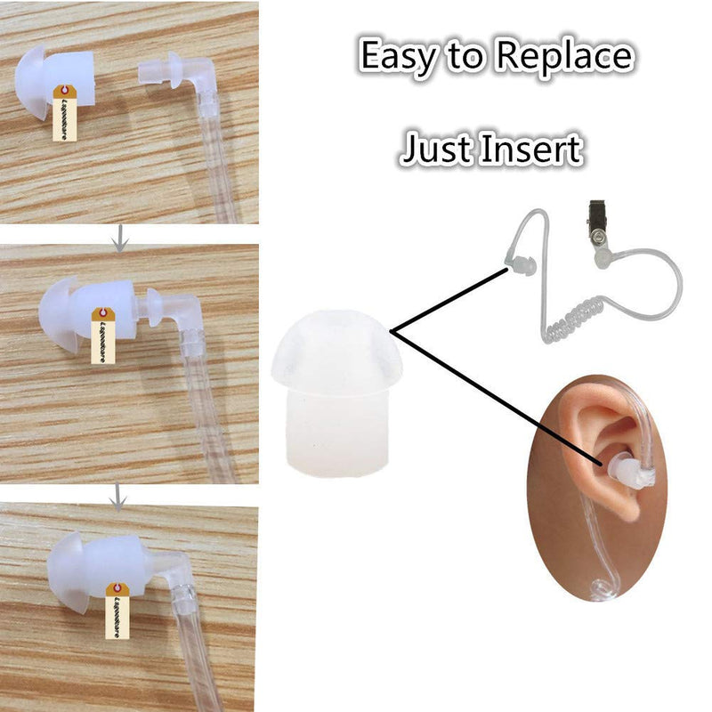 [Australia - AusPower] - Lsgoodcare 100Pack White Silicone Rubber Replacement Mushroom EarTips Earbud Compatible for Motorola Kenwood Icom Yaesu Baofeng HYT Midland Cobra Radio Surveillance Acoustic Tube Earpiece Headset 