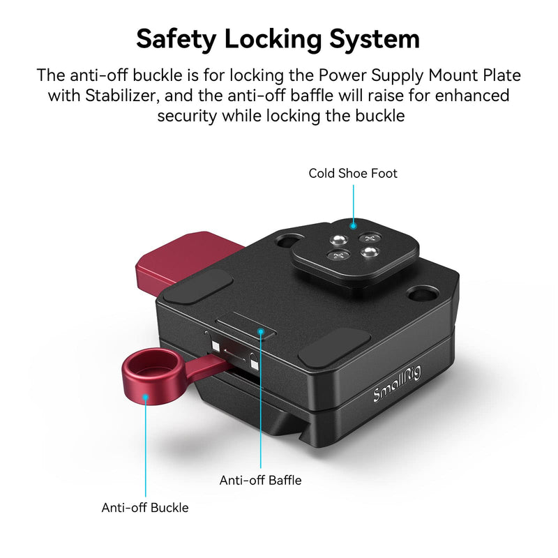 [Australia - AusPower] - SmallRig Mini V Mount Battery Plate for DJI RS 3 / RS 3 Pro/RS 2 / RSC 2 Gimbals, Comes with V-Lock, Cold Shoe & 1/4"-20 Threaded Holes for V Mount Battery & NP-F Battery - 4189 