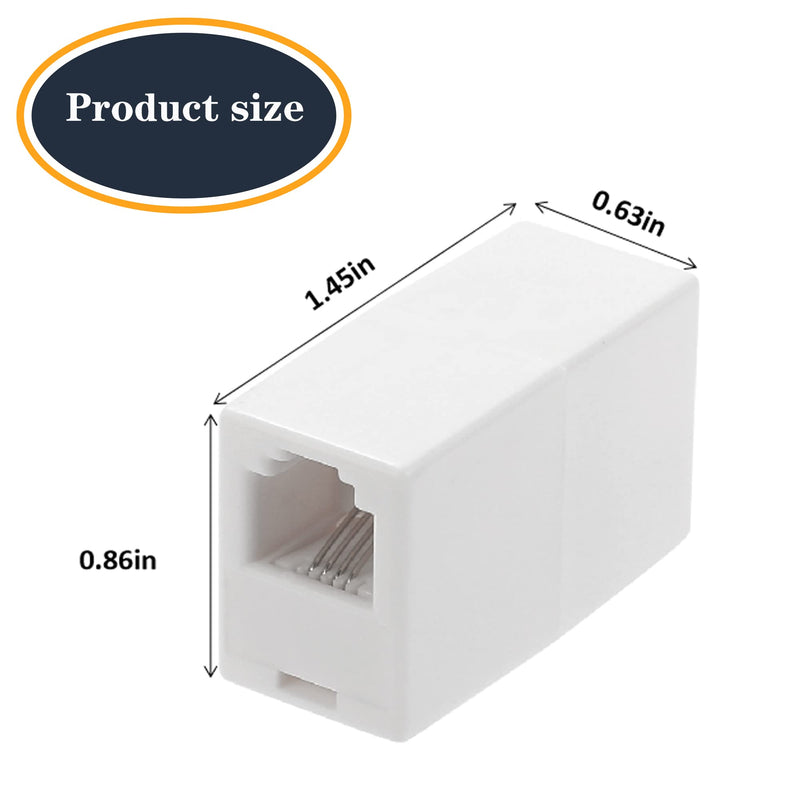 [Australia - AusPower] - Ubramac RJ11 Coupler, Straight Telephone Inline Coupler RJ11 6P4C Inline Keystone Jack Female to Female Straight Telephone Cable Cord Extension Adapter (White -10 Pack) White -10 Pack 