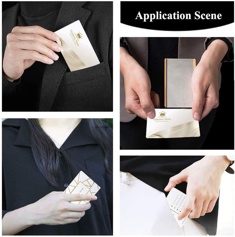 [Australia - AusPower] - 100pcs Printable Metal Business Card, Sublimation Blanks White Business Card for Promotion Gift Card Name Card Desk Number Tag Gift Metal Cards, 3.4''x2.1'' 