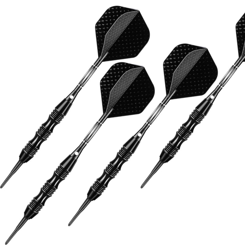 [Australia - AusPower] - sanfeng Professional Soft Tip Darts Set 20 Grams - 50 Rubber O-Rings + 30 Darts Plastic Tip + Aluminum Shafts + 6 Standard Flights + Portable Case for Electronic Dart Board BLACK 