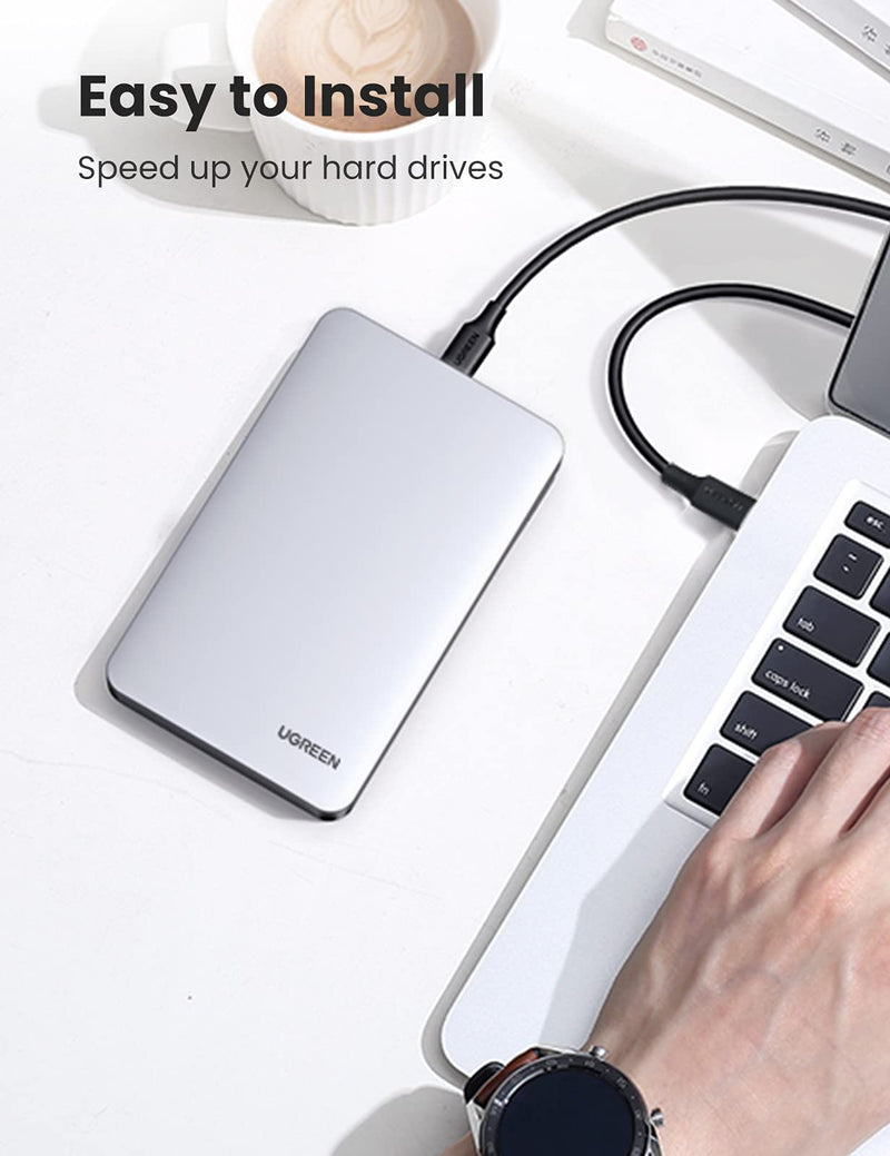 [Australia - AusPower] - UGREEN USB C Hard Drive Enclosure for 2.5" SATA SSD HDD Aluminum USB C to SATA Adapter USB 3.1 Gen 2 Support UASP SATA III Compatible with MacBook Pro Air WD Seagate Toshiba Samsung Hitachi 