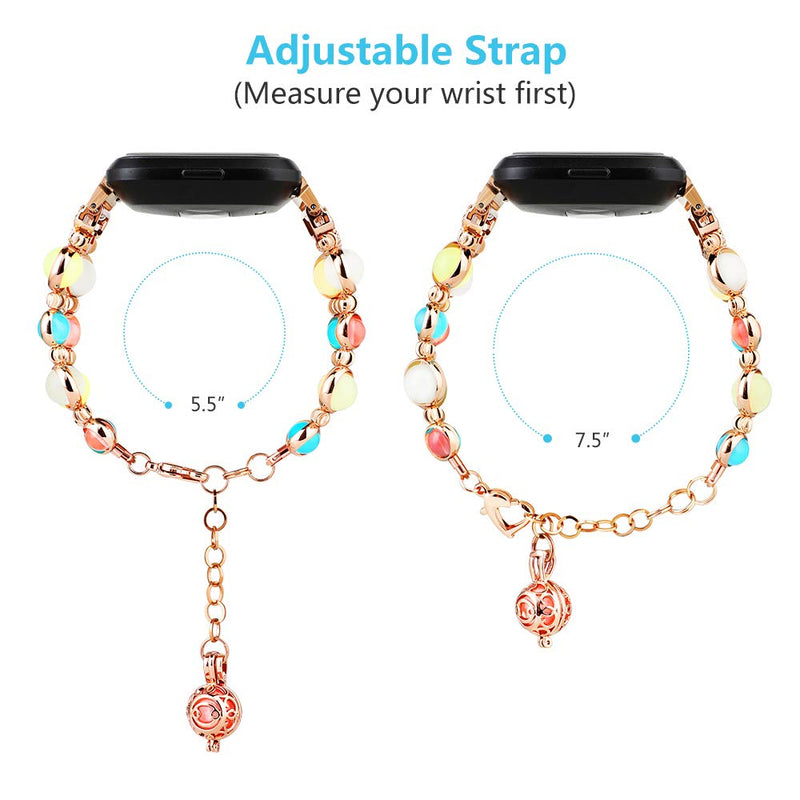 [Australia - AusPower] - Hianjoo Bands Compatible with Fit bit Versa 2 / Versa/Versa Lite, Adjustable Wristband Night Luminous Bracelet Smart Watch Fashion Women Girls Strap Replacement for Fit bit - Pink, 5.5"-7.5" 