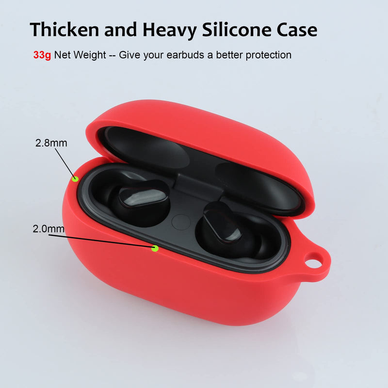 [Australia - AusPower] - Case Cover Replacement for 2021 New Apple Beats Studio Buds Wireless Earbuds, Red Heavy Duty Silicone Protective Skin Sleeve with Key Chain Accessories - LEFXMOPHY 