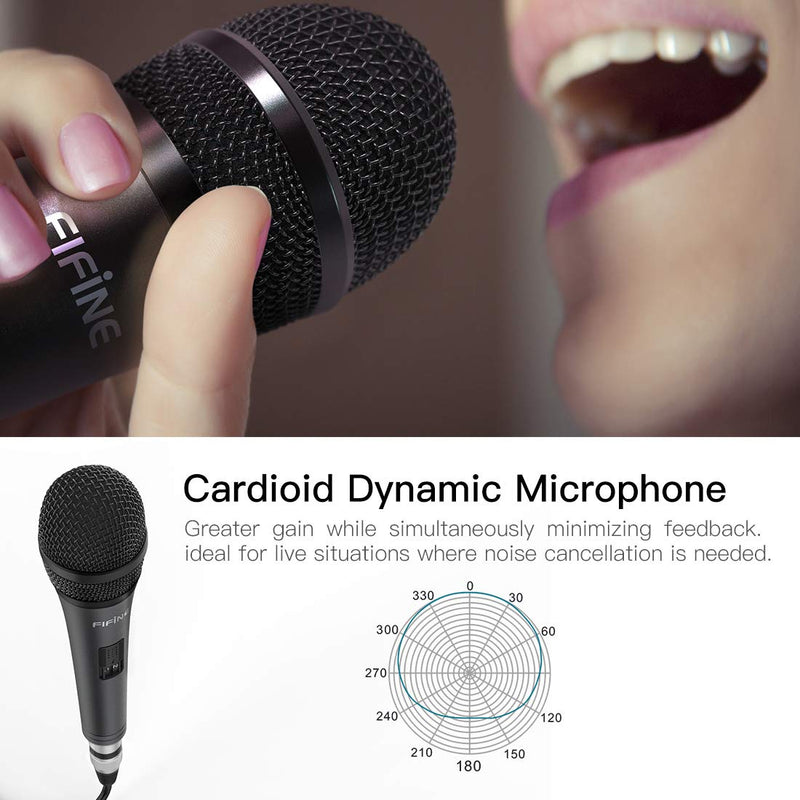 [Australia - AusPower] - Karaoke Microphone,Fifine Dynamic Vocal Microphone for Speaker,Wired Handheld Mic with On and Off Switch and14.8ft Detachable Cable-K6 