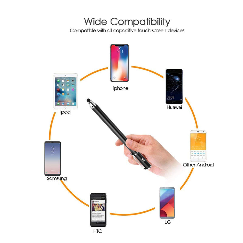 [Australia - AusPower] - Bargains Depot (2 Pcs)[0.18-inch Fine Tip ] Stylus Touch Screen Pens 5.5" L Perfect for Drawing Handwriting Gaming Compatiable with Apple iPad iPhone Samsung Tablets and all Other Touch Screens Come with 10 Extra Rubber Tips Blue/Black 