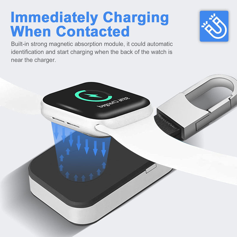 [Australia - AusPower] - Portable Wireless Charger for Apple Watch, 1000mAh Magnetic Keychain Power Bank Watch Charger Travel with 4 LED Indicators Compatible for All Apple Watch Series 7 6 5 4 3 2 1 SE 