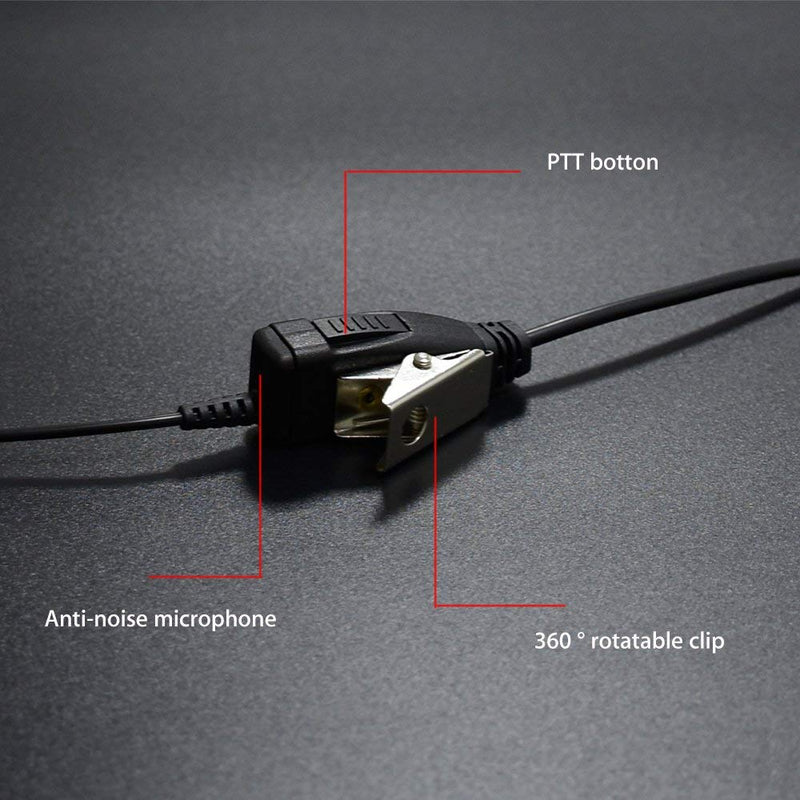 [Australia - AusPower] - 1 pack M head Earpiece Headset PTT With Mic for 2-pin Motorola Two Way Radio by BESTFACE 1 pcs 