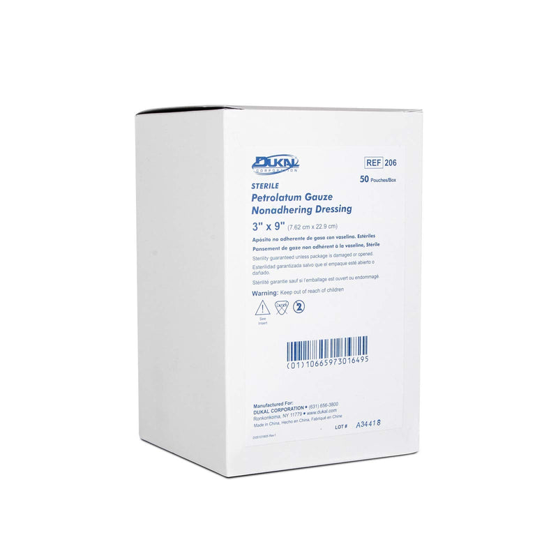 [Australia - AusPower] - Dukal Petrolatum Gauze, Sterile, 3" W x 9" L (Box of 50) (206) 