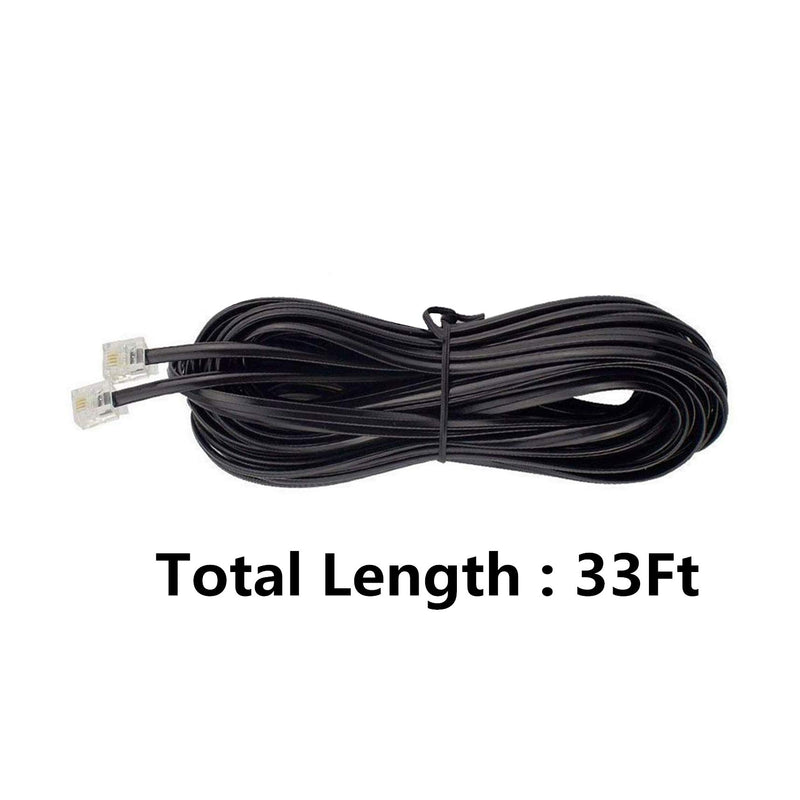 [Australia - AusPower] - Phone Cord,AIMIJIA 6P4C Black Phone Telephone Extension Cord Cable Line Wire RJ11 6P4C Modular Plug for Landline Telephone Modem Accessory (33ft-1 Pack) 33ft-1 Pack 