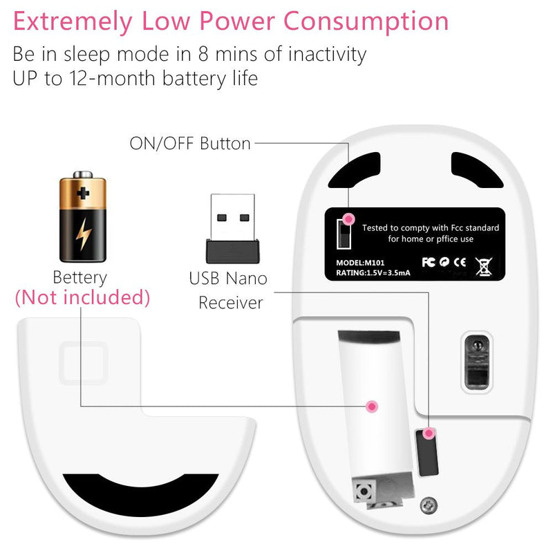 [Australia - AusPower] - Wireless Mouse with Nano Receiver for PC, Laptop, Notebook, Computer, MacBook, Less Noise, Portable Mobile Optical Mice butterfly 