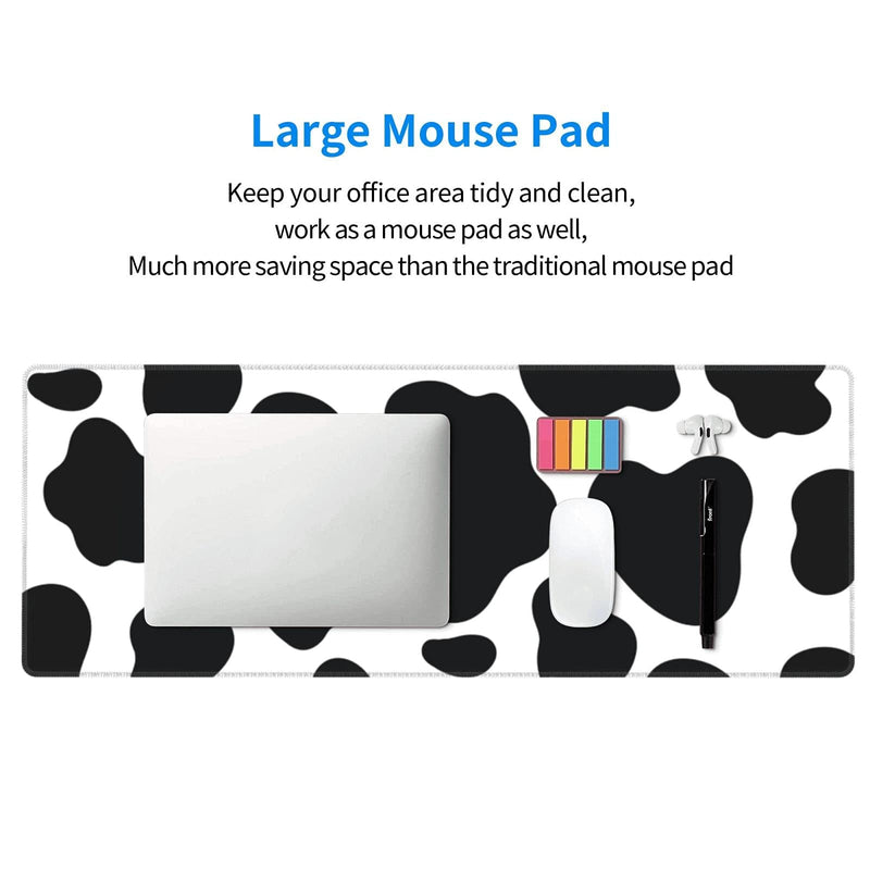 [Australia - AusPower] - Cow Print Gaming Mouse Pad Non Slip Large Mousepad Stitched Edge Rubber Base Desk Mat for Laptop PC Computer Cow Print One Size 