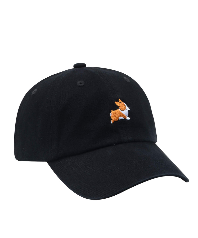 [Australia - AusPower] - Hatphile Pre-Washed Soft Embroidery Dad Hat Baseball Cap Cat Dog 7 1/4-7 3/8 Corgi Black 