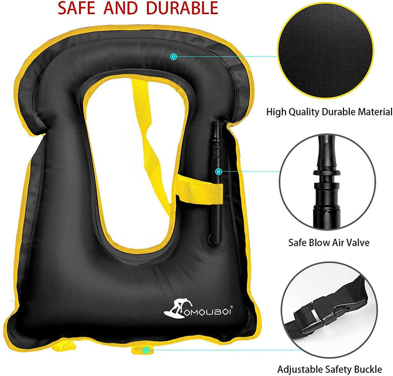 [Australia - AusPower] - OMOUBOI Snorkel Vest for Adults Swim Vests Inflatable Snorkeling Jackets for Diving, Snorkeling, Swimming Safety (Suitable for 100-220 lbs) 