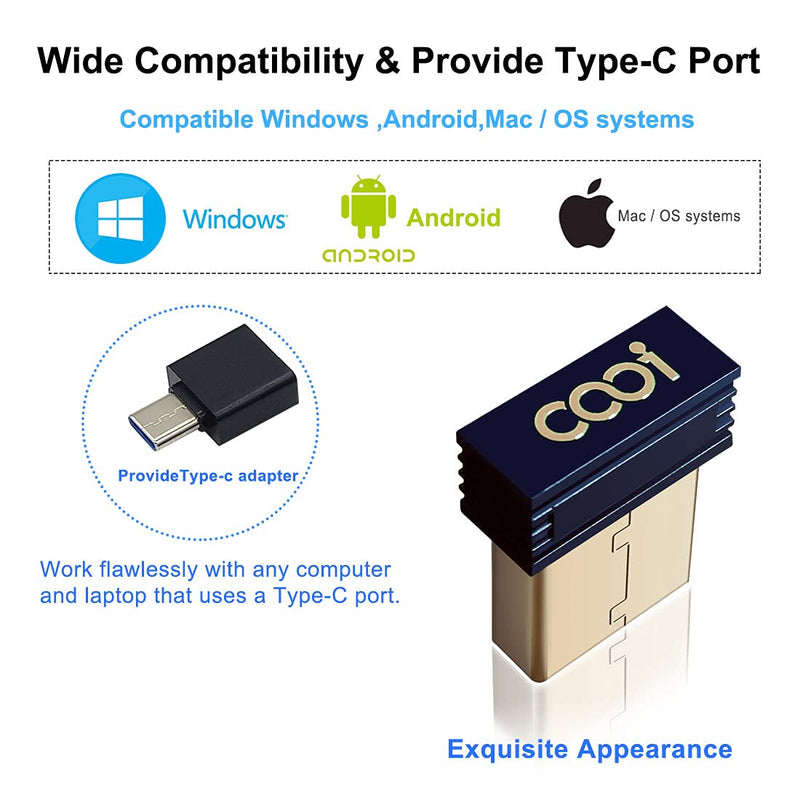 [Australia - AusPower] - Mouse Jiggler, COOIDEA Mini Undetectable Mouse Mover with ON/Off Touch Switch, USB-C Adapter ,2 Jiggle Modes, Driver-Free, Plug-and-Play Keeps Computer/Laptop Awake,Black. 