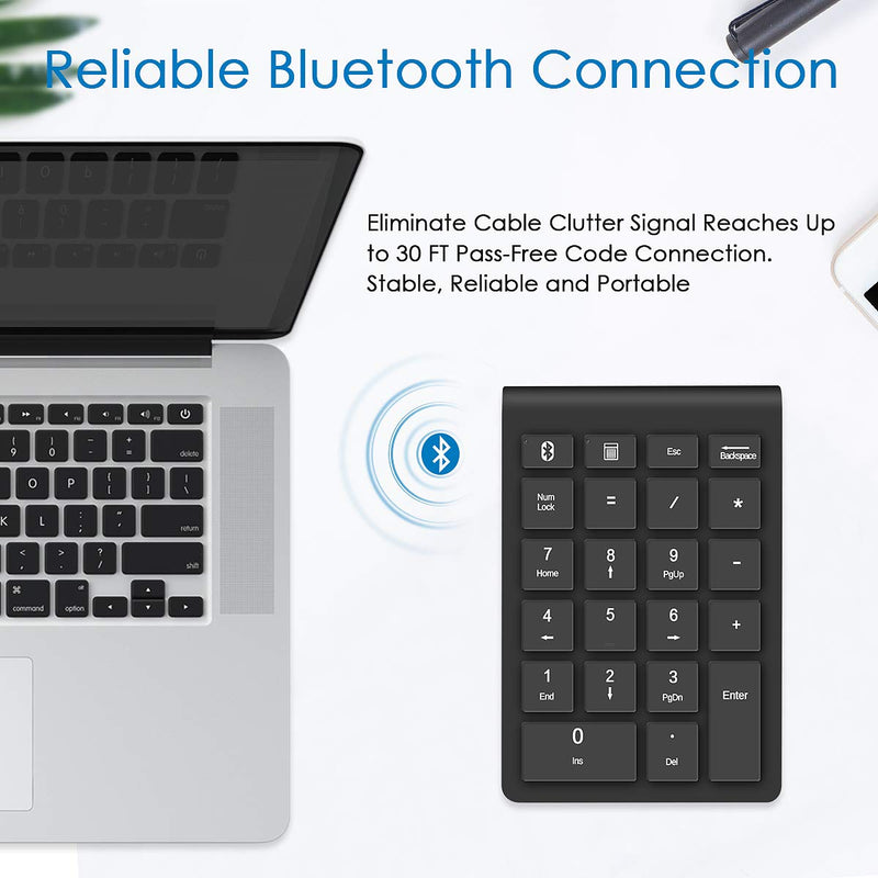 [Australia - AusPower] - Bluetooth Wireless Number Pads, Numeric Keypad 22 Keys Portable Financial Accounting 10 Keys Number Keyboard Extensions for Laptop, PC, Desktop, Surface Pro, Notebook 
