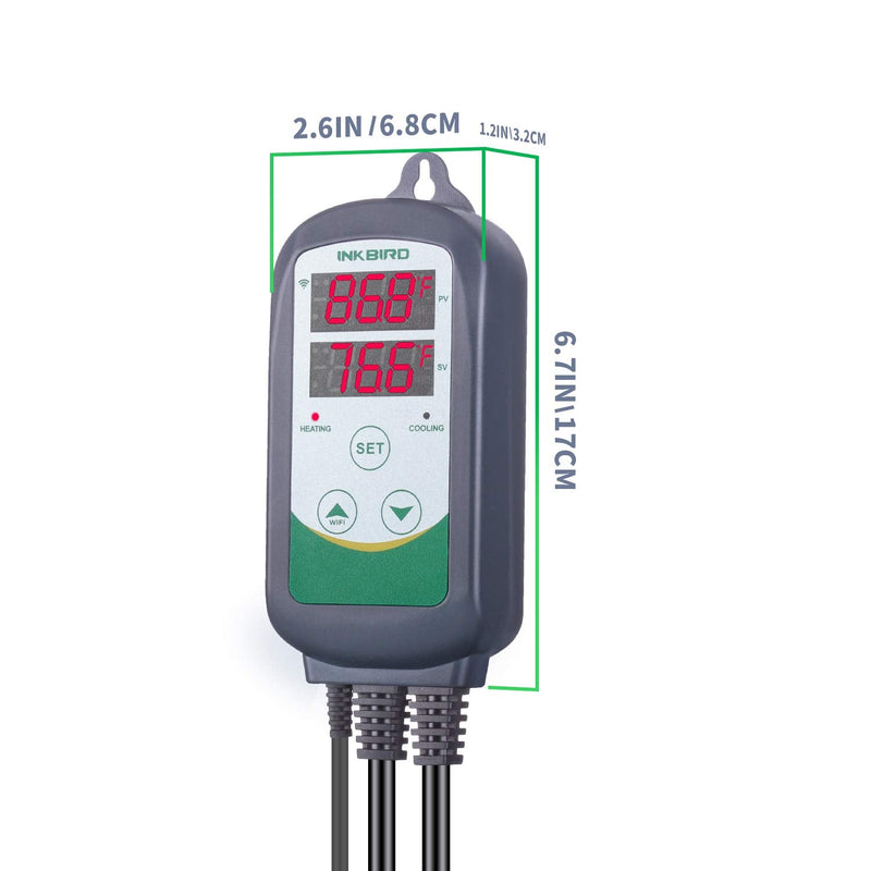 [Australia - AusPower] - Inkbird WiFi Temperature Controller ITC308 Reptile Freezer Thermostat Digital Heating and Cooling Heater Cooler Greenhouse Plug Outlet 2 Stage 1100W 110V ITC-308 WIFI version 
