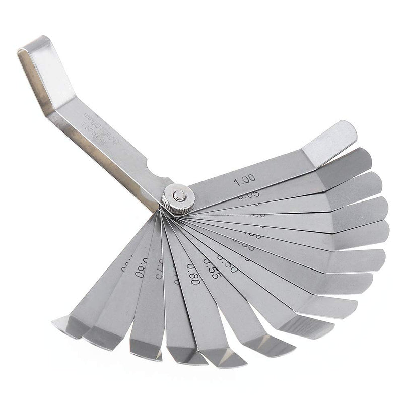 [Australia - AusPower] - 【Happy Shopping Day】OriGlam Offset Feeler Gauge Set with 16 Blades, Standard Metric Offset Valve Feeler Gauge for Measuring Gap Width/Thickness 0.05mm - 1.0mm 