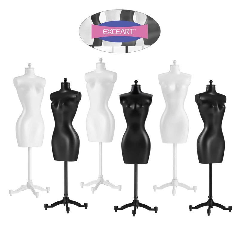 [Australia - AusPower] - EXCEART 6PCS Doll Dress Form Tiny Doll Dress Body Manikin with Base Stand Garment Skirt Display Support Female Mannequin Torso for Children Kids 