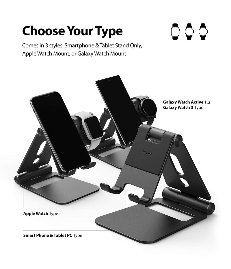 [Australia - AusPower] - Ringke Super Folding Stand, 2 in 1 Portable Smartphone & Smartwatch Stand Compatible with Galaxy Watch 4 / Watch 4 Classic, Galaxy Watch 3, Galaxy Watch Active 1/2 Black (Galaxy Watch) 
