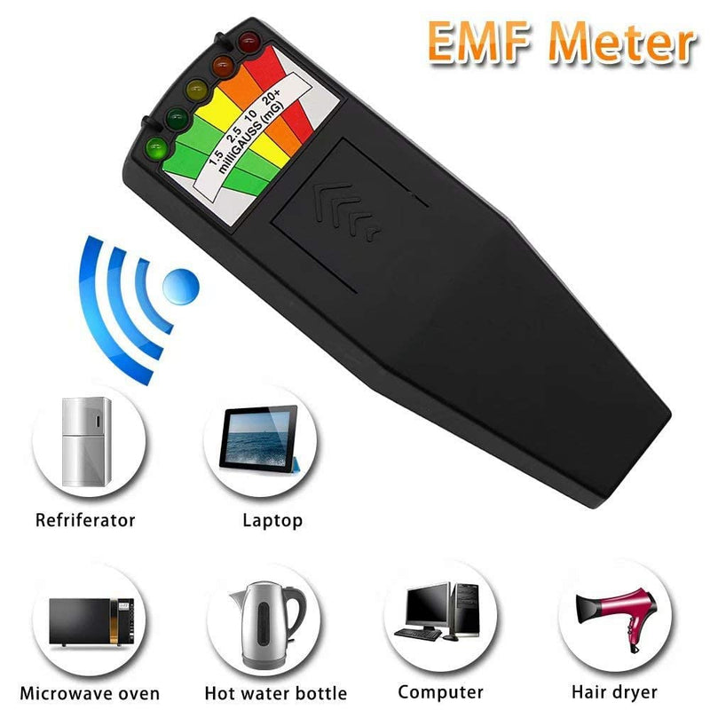 [Australia - AusPower] - 5 LED EMF Meter Magnetic Field Detector Ghost Hunting Paranormal Equipment Tester Portable Counter Black 