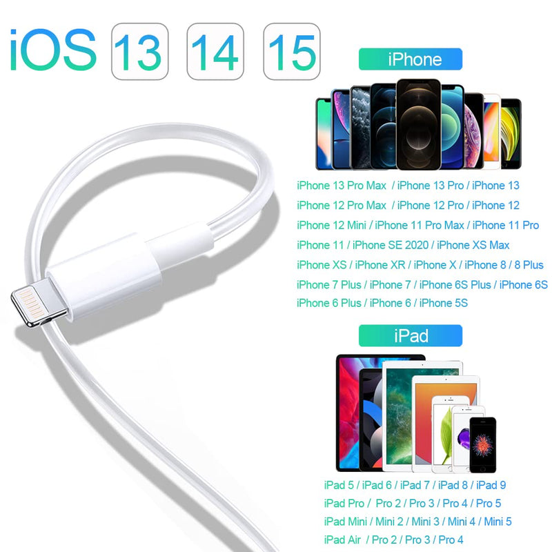 [Australia - AusPower] - iPhone Charger, JAHMAI 5Pack 6ft Lightning Cable[Apple MFi Certified]Fast Charging High Speed Data Sync Phone Cord Compatible with iPhone 13 12 11 Pro Max XS MAX XR XS X 8 7 Plus 6S SE iPad Mini White 
