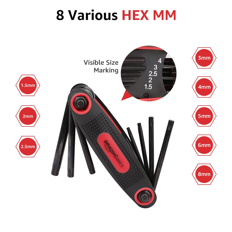 [Australia - AusPower] - Amazon Basics Folding Hex Key Set - 3-Pack, Metric/SAE/TORX 