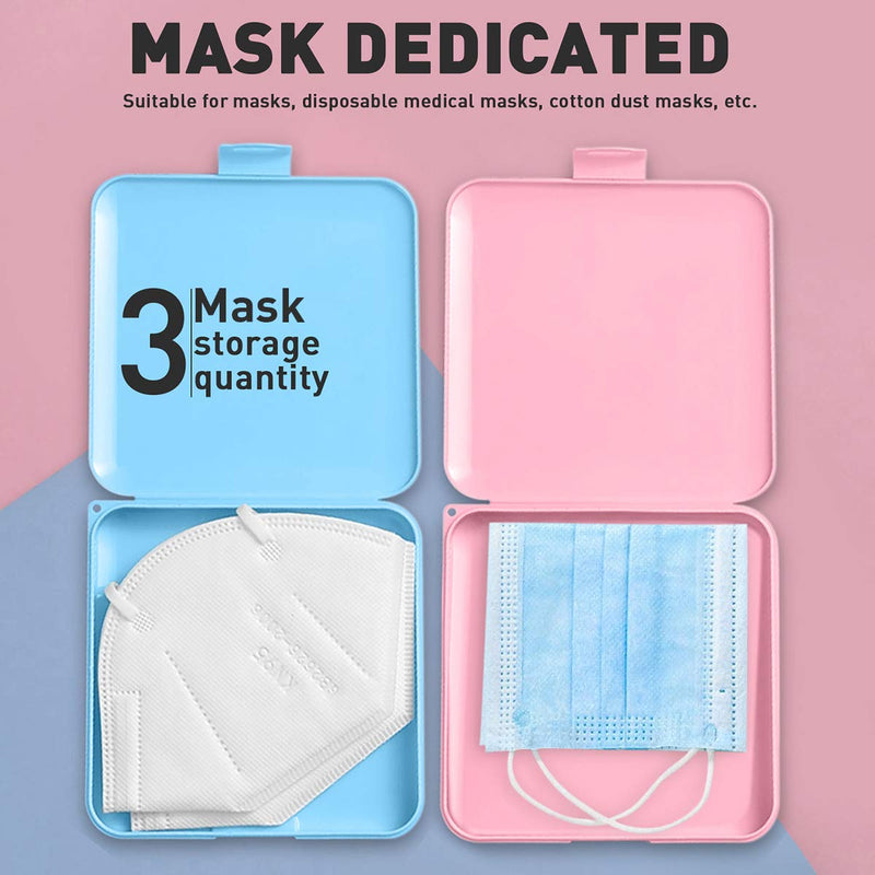 [Australia - AusPower] - Portable Mask Case Storage Box, KAFIEER Face Cover Organizer Reusable Mask Holder for Recyclable, Plastic Mask Storage Container Keeper with Lanyard for Kids, Adults, 4 Packs 