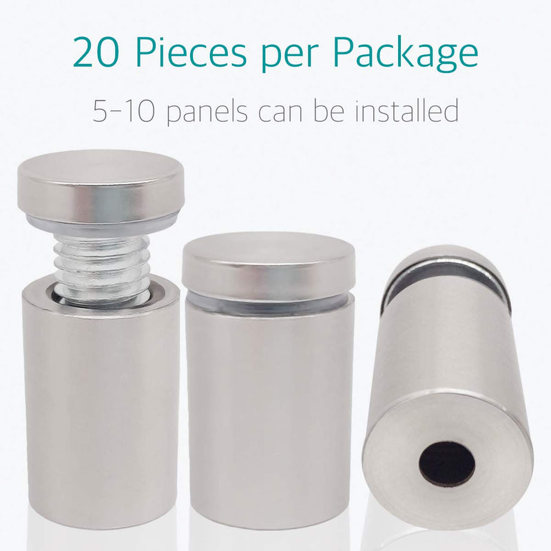 [Australia - AusPower] - Lantee 20 Pcs Silver Tone Stainless Steel 19 x 30mm Standoff Hardware Mounts Screws for Glass 