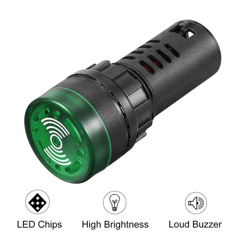 [Australia - AusPower] - uxcell 5Pcs Green Indicator Light with Buzzer AC/DC 12V, 22mm Panel Mount Flashing Alarm, for Electrical Control Panel, HVAC, DIY Projects 