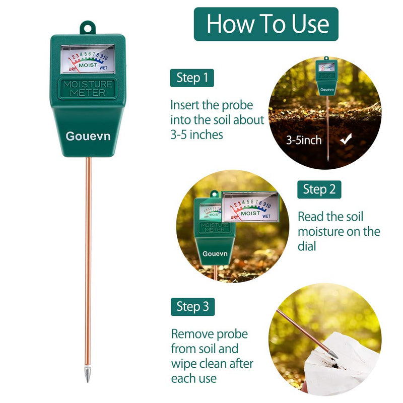 [Australia - AusPower] - Gouevn Soil Moisture Meter, Plant Moisture Meter Indoor & Outdoor, Hygrometer Moisture Sensor Soil Test Kit Plant Water Meter for Garden, Farm, Lawn (No Battery Needed) Green 