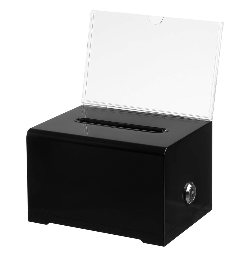 [Australia - AusPower] - Adir Acrylic Donation Ballot Box with Lock - Secure and Safe Suggestion Box Great for Business Cards (6.25" x 4.5" x 4") Black 